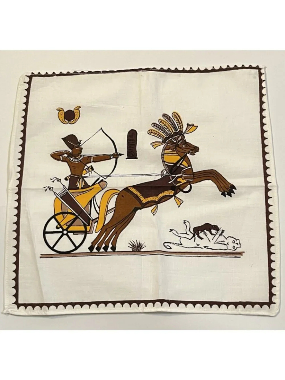 Vintage Egyptian Cotton Napkins Set of 6 Made in Egypt Pharaoh Chariot Egyptian